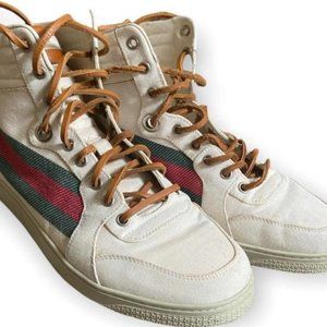 100% authentic vintage Gucci White Canvas High Top Size 7 G (#9 usa)